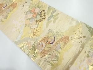 花車に鴛鴦模様織出し袋帯